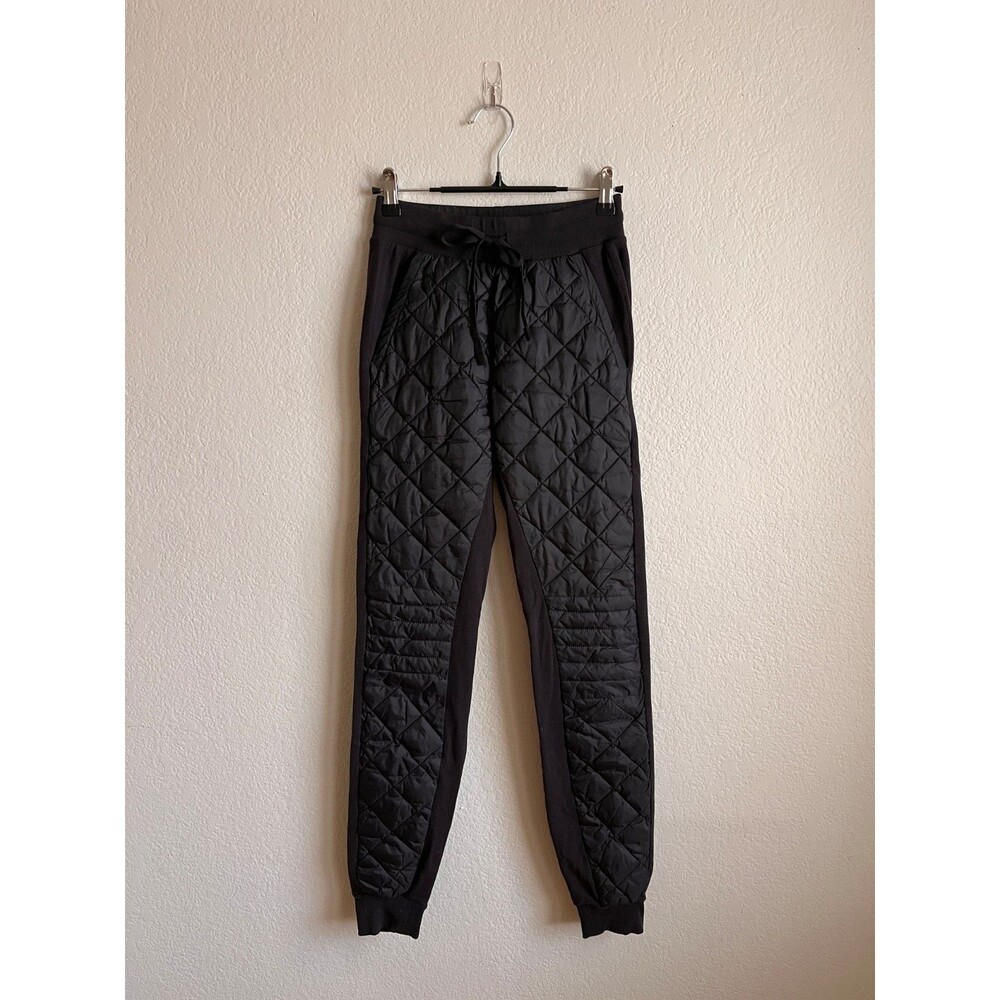 Alo Yoga Airbrush Winter Warm High-Waist Moto Puffer Pants in Black Size SMALL